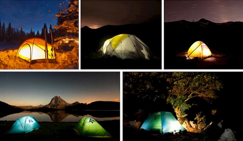 camping lighting in nature